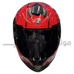 کلاه کاسکت فک ثابت برند استیل برد مدل SBH_57 glossy black-red f4