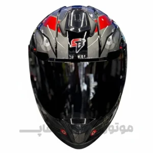 کلاه کاسکت فک ثابت برند استیل برد مدل SBH_57 glossy black- grey f8