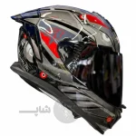 کلاه کاسکت فک ثابت برند استیل برد مدل SBH_57 glossy black- grey f8