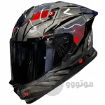 کلاه کاسکت فک ثابت برند استیل برد مدل SBH_57 glossy black- grey f8