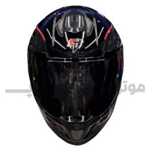 کلاه کاسکت فک ثابت برند استیل برد مدل SBH_57 glossy black-red f1