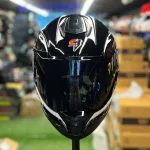 کلاه کاسکت فک ثابت برند استیل برد مدل SBH_57 glossy black-silver f2