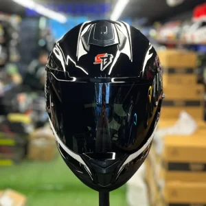 کلاه کاسکت فک ثابت برند استیل برد مدل SBH_57 glossy black-silver f2