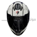 کلاه کاسکت فک ثابت برند استیل برد مدل SBH_57 glossy black-white f4