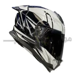 کلاه کاسکت فک ثابت برند استیل برد مدل SBH_57 glossy black-white f4