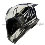 کلاه کاسکت فک ثابت برند استیل برد مدل SBH_57 glossy black-white f4
