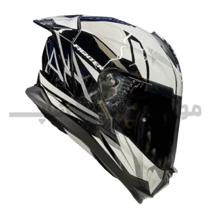 کلاه کاسکت فک ثابت برند استیل برد مدل SBH_57 glossy black-white f4