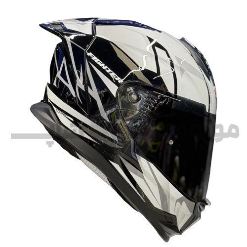 helmet-fixed-jaw-steelbird-sbh_57-glossy black-white f4 کلاه کاسکت فک ثابت برند استیل برد مدل SBH_57 glossy black-white f4
