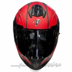 کلاه کاسکت فک ثابت برند استیل برد مدل SBH_57 matte black-red f4