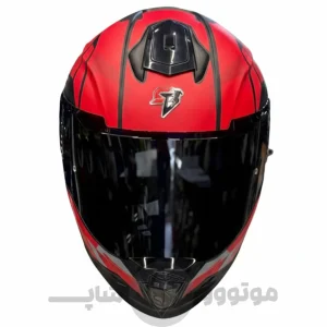 کلاه کاسکت فک ثابت برند استیل برد مدل SBH_57 matte black-red f4
