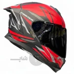کلاه کاسکت فک ثابت برند استیل برد مدل SBH_57 matte black-red f4