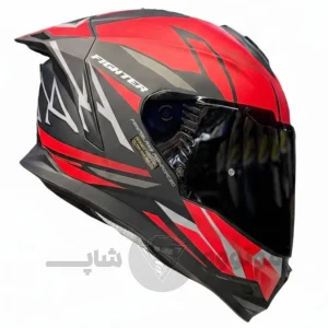 کلاه کاسکت فک ثابت برند استیل برد مدل SBH_57 matte black-red f4