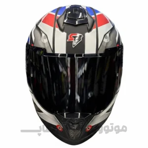 کلاه کاسکت فک ثابت برند استیل برد مدل SBH_57 matte black-white f8