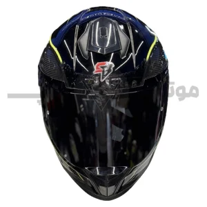 کلاه کاسکت فک ثابت برند استیل برد مدل SBH_57 glossy black-neon f1