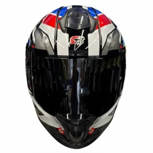 کلاه کاسکت فک ثابت برند استیل برد مدل SBH_57 glossy black-white f8