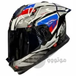 کلاه کاسکت فک ثابت برند استیل برد مدل SBH_57 glossy black-white f8