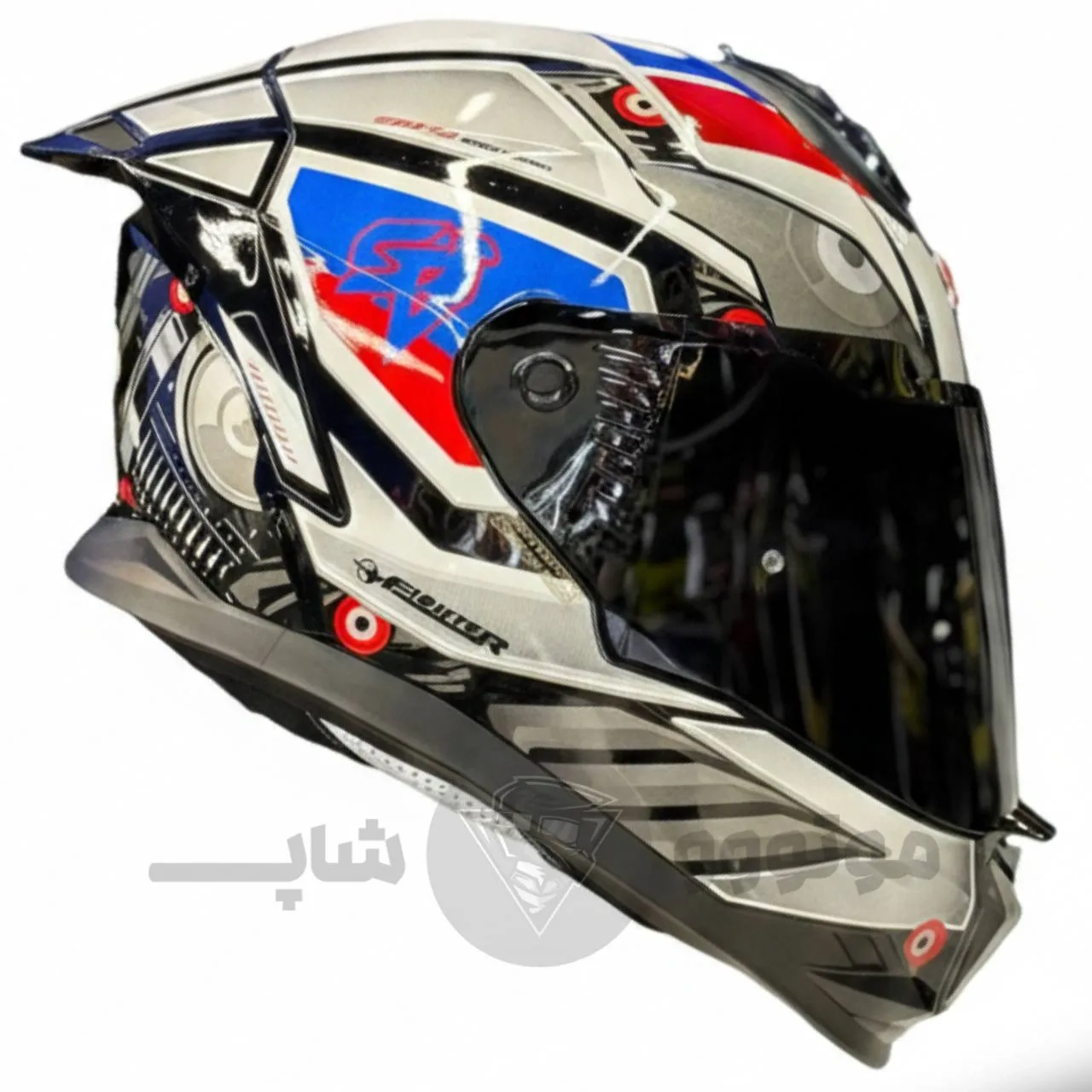 helmet-fixed-jaw-steelbird-sbh_57glossy black-white f8 کلاه کاسکت فک ثابت برند استیل برد مدل SBH_57 glossy black-white f8