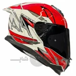 کلاه کاسکت فک ثابت برند استیل برد مدل SBH_57 glossy white-red f4