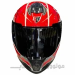 کلاه کاسکت فک ثابت برند استیل برد مدل SBH_57 glossy white-red f4