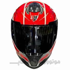 کلاه کاسکت فک ثابت برند استیل برد مدل SBH_57 glossy white-red f4