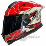 کلاه کاسکت فک ثابت برند استیل برد مدل SBH_57 glossy white-red f4