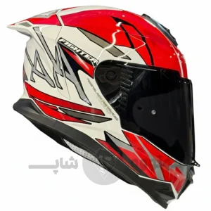 کلاه کاسکت فک ثابت برند استیل برد مدل SBH_57 glossy white-red f4
