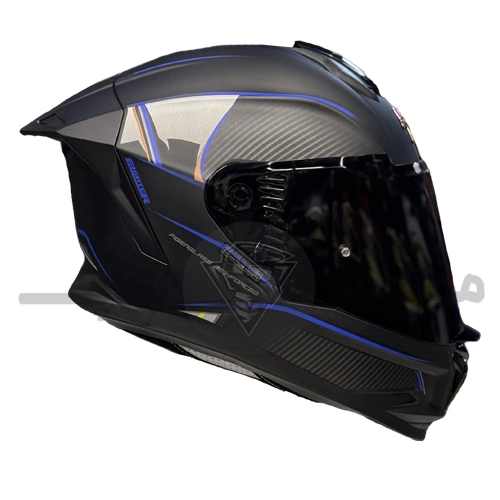 helmet-fixed-jaw-steelbird-sbh_57matte black-blue f1 کلاه کاسکت فک ثابت برند استیل برد مدل SBH_57 matte black-blue f1