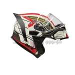 کلاه کاسکت فک متحرک برند کایک glossy white red
