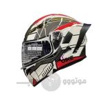 کلاه کاسکت فک متحرک برند کایک glossy white red