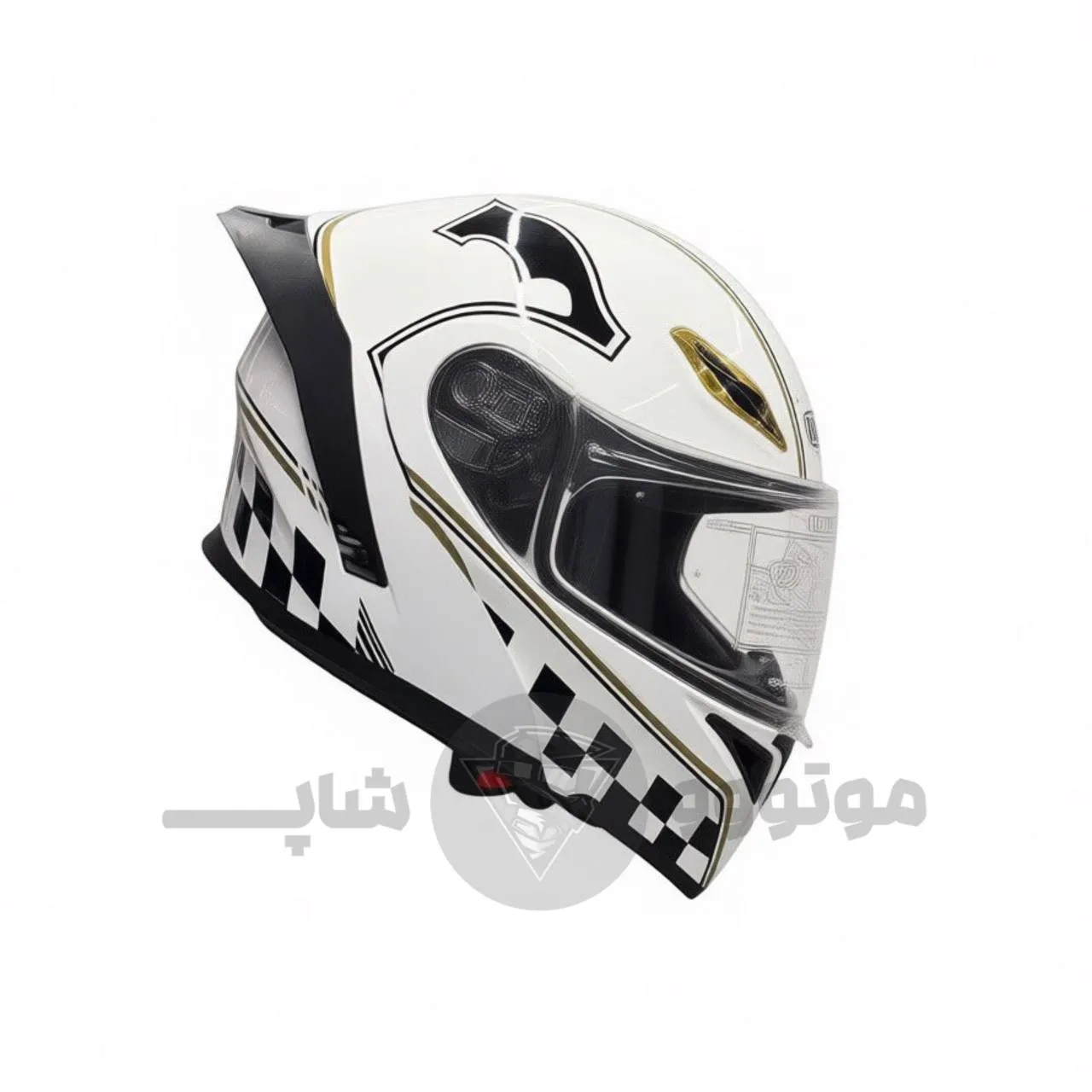 helmet-movable-jaw-qike-white checkered کلاه کاسکت فک متحرک برند کایک white checkered