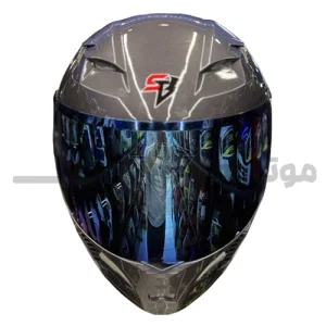کلاه کاسکت فک متحرک برند استیل برد مدل sb20 glossy grey