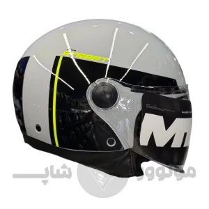 کلاه کاسکت بدون فک برند MT مدل Glossy gray line green