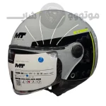 کلاه کاسکت بدون فک برند MT مدل Glossy gray line green