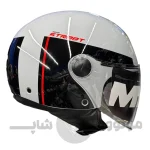 کلاه کاسکت بدون فک برند MT مدل Glossy gray line red