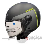 کلاه کاسکت بدون فک برند MT مدل matte black line green