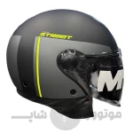 کلاه کاسکت بدون فک برند MT مدل matte black line green
