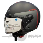 کلاه کاسکت بدون فک برند MT مدل matte black line red