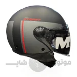کلاه کاسکت بدون فک برند MT مدل matte black line red