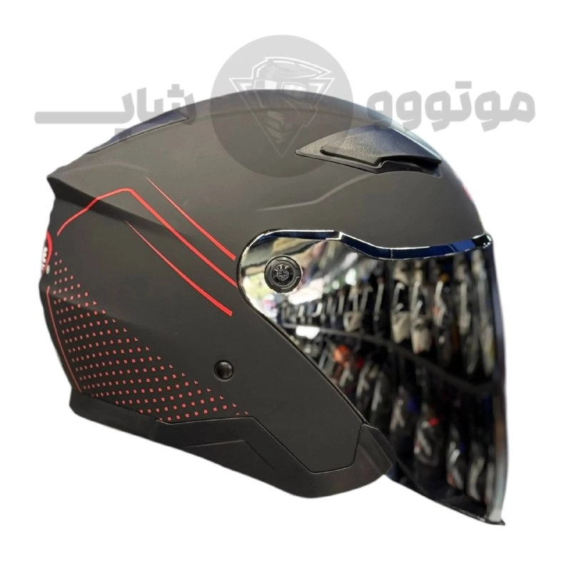 helmet-without-jaw-redline-956-matte-black-red-line کلاه کاسکت بدون فک برند ردلاین مدل 956 مشکی مات قرمز