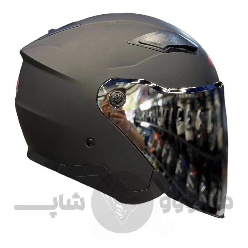 helmet-without-jaw-redline-956-matte-black کلاه کاسکت بدون فک برند ردلاین مدل 956 مشکی مات