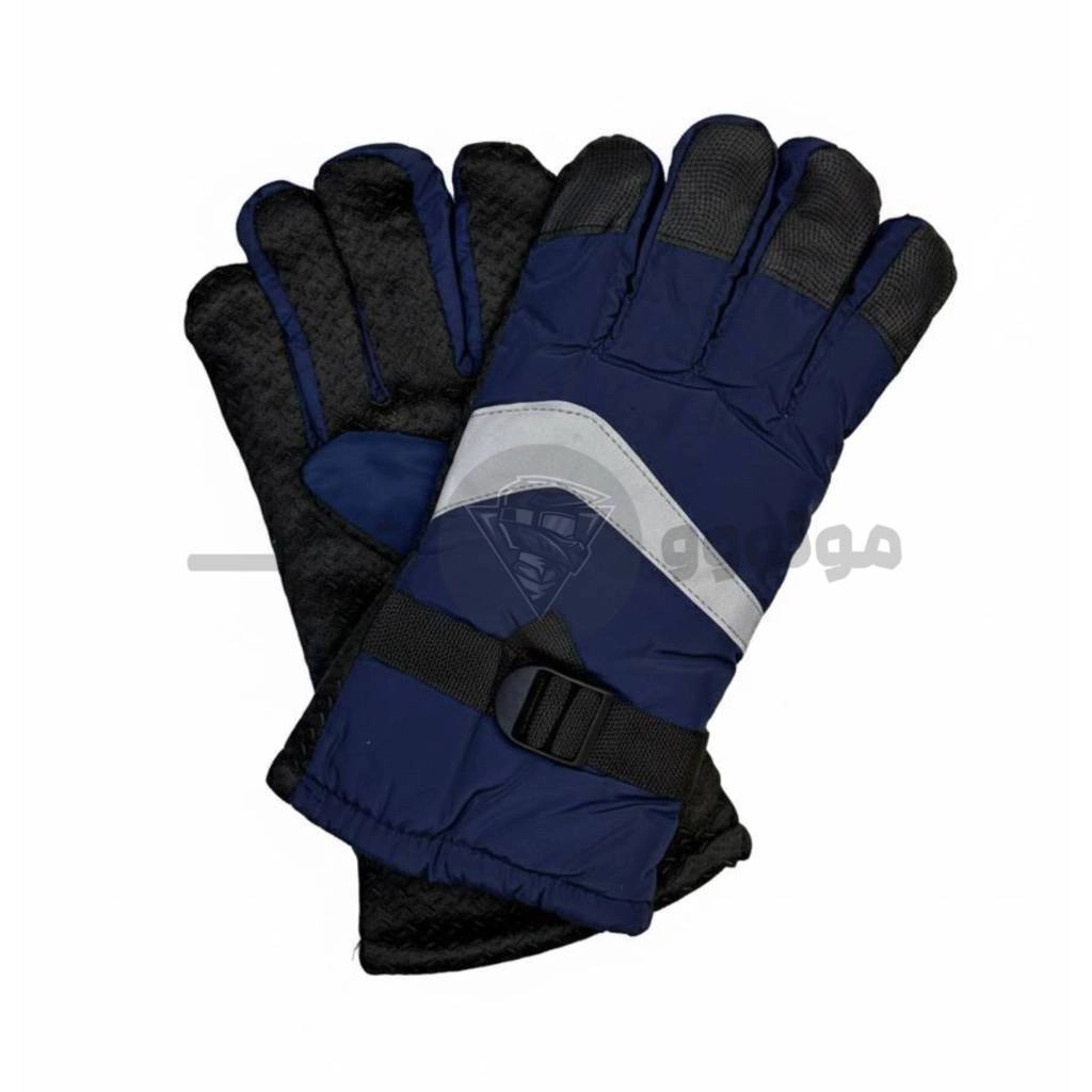 winter-gloves-tarpaulin-inside-the-corck-Blue-line-white دستکش زمستونی مدل برزنتی داخل کرک آبی خط سفید