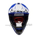 کلاه کاسکت کراسی برند smk مدل Allterra Glossy blue white