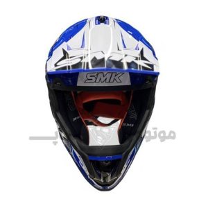 کلاه کاسکت کراسی برند smk مدل Allterra Glossy blue white