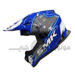 کلاه کاسکت کراسی برند smk مدل Allterra Glossy blue white