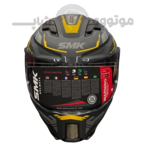 کلاه کاسکت فک ثابت برند smk مدل AGNAR Matte black yellow line