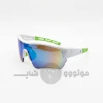 عینک موتور سواری دسته دار سفید سبز