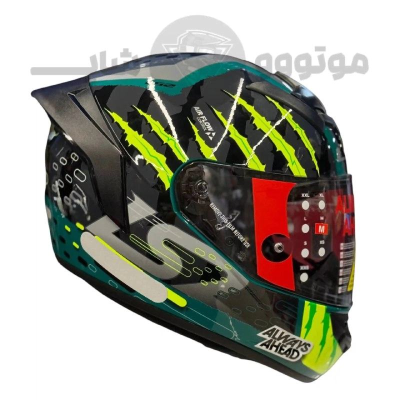 helmet LS2 Rookie green monster (1) کلاه کاسکت فک ثابت برند ls2 مدل LS2 Rookie green monster