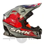کلاه کاسکت کراسی برند smk مدل Glossy gray red