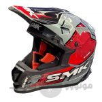 کلاه کاسکت کراسی برند smk مدل Glossy gray red