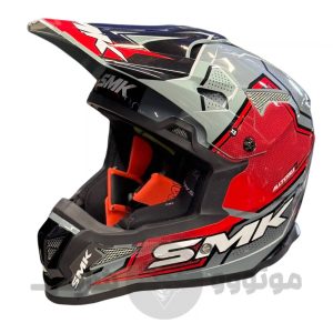 کلاه کاسکت کراسی برند smk مدل Glossy gray red